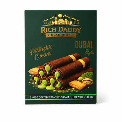 Rich Daddy Cigar Rolls – Pistachio Cream Filled Wafer Rolls (145 Gm)