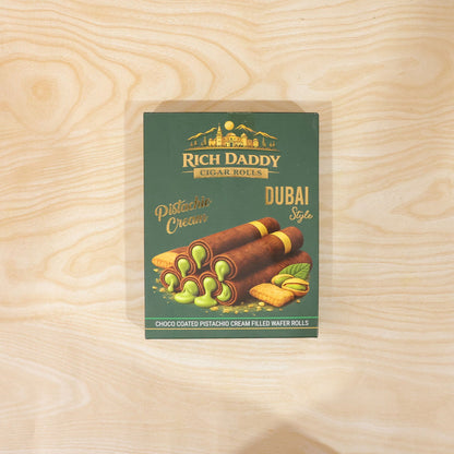 Rich Daddy Cigar Rolls – Pistachio Cream Filled Wafer Rolls (145 Gm)