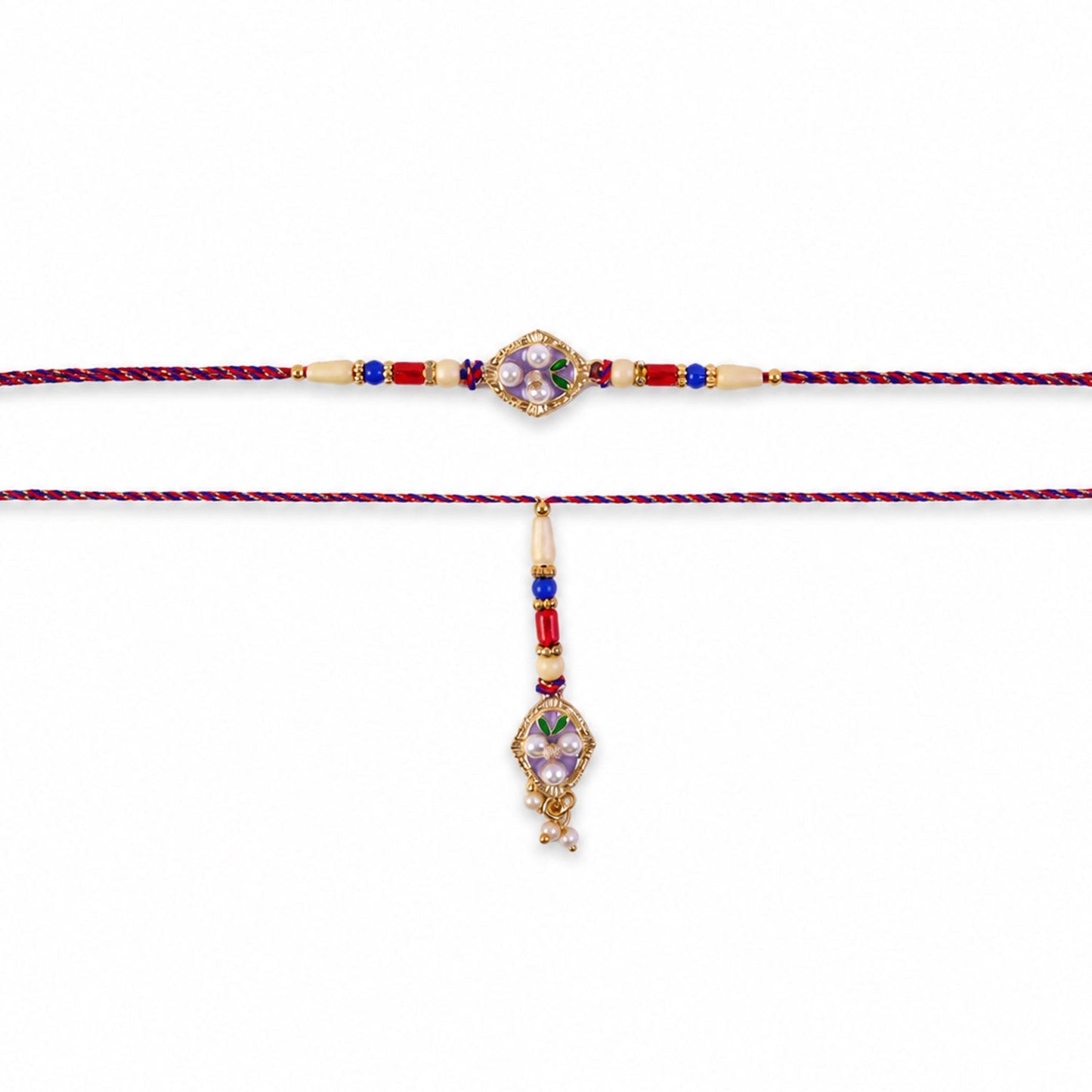 Enamel Pearl Stone Diamond Charm Bhaiya Bhabhi Rakhi Rakshabandhan