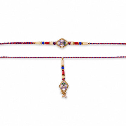 Enamel Pearl Stone Diamond Charm Bhaiya Bhabhi Rakhi Rakshabandhan