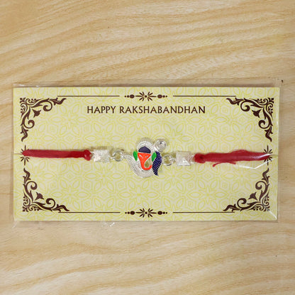 Silver Ganesha Enamel Charm Silver Bead Rakhi Rakshabandhan