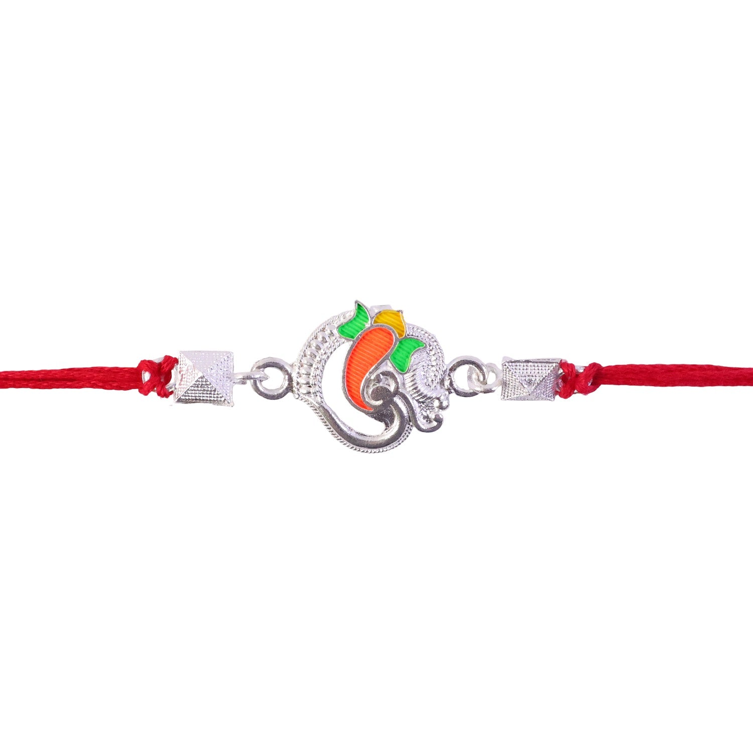 Silver Om Ganesha Enamel Bead Rakhi Rakshabandhan