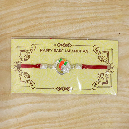 Silver Om Ganesha Enamel Bead Rakhi Rakshabandhan