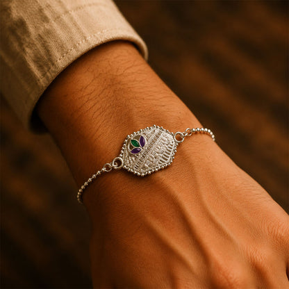 Silver Designer Enamel Chain Bracelet Rakshabandhan