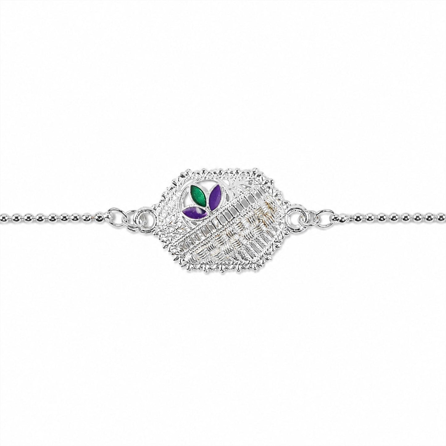 Silver Designer Enamel Chain Bracelet Rakshabandhan