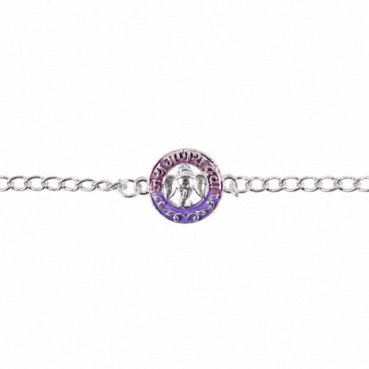 Silver Round Ganesha Enamel Frame Chain Bracelet Rakshabandhan