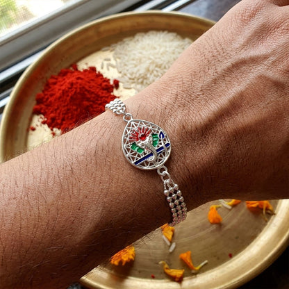 Lord Ganesha Enamel Charm Chain Bracelet Rakhi