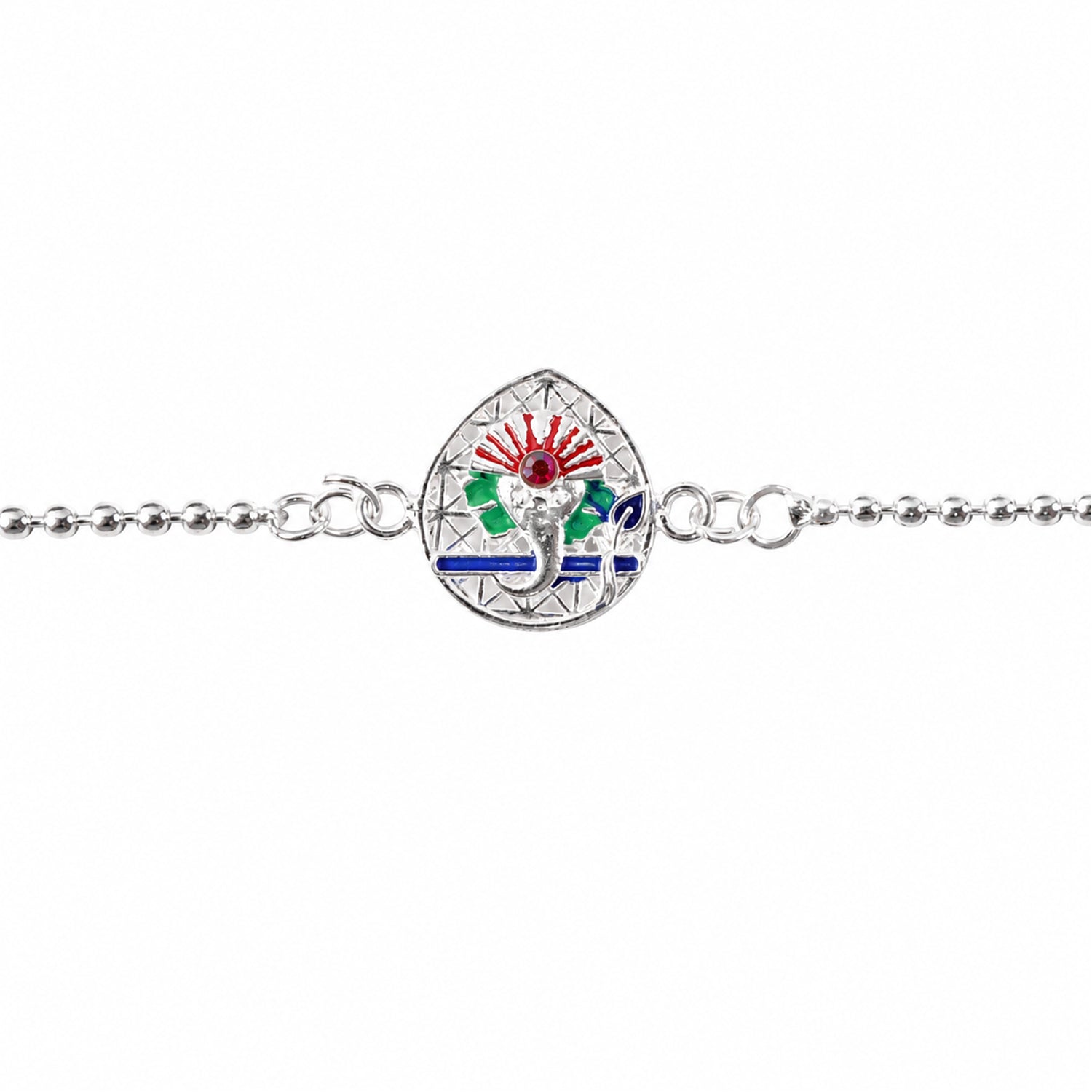 Lord Ganesha Enamel Charm Chain Bracelet Rakhi