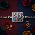 Bhai Text Enamel Square Charm Chain Bracelet Rakhi – Symbol of Bond & Love