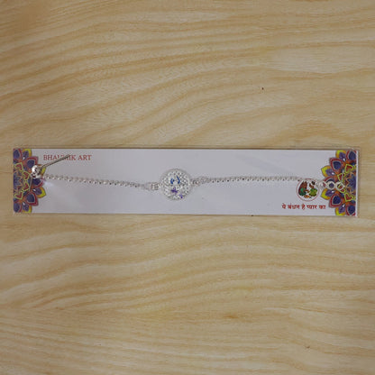 Mahakal Trishul Round Enamel Charm Chain Bracelet Rakhi