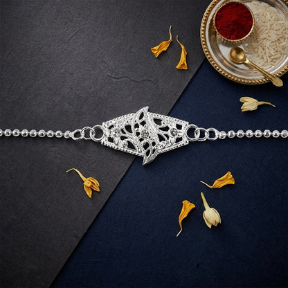 Diamond Shape Leaf Stone Studded Chain Bracelet Rakhi