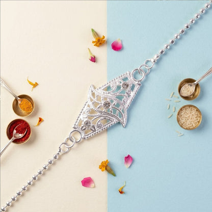 Diamond Shape Leaf Stone Studded Chain Bracelet Rakhi