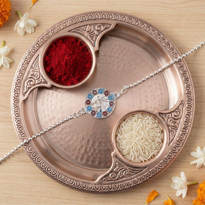 Shree Round Enamel Charm Chain Bracelet Rakhi