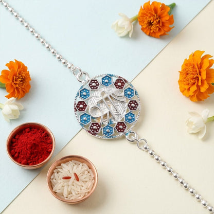 Shree Round Enamel Charm Chain Bracelet Rakhi