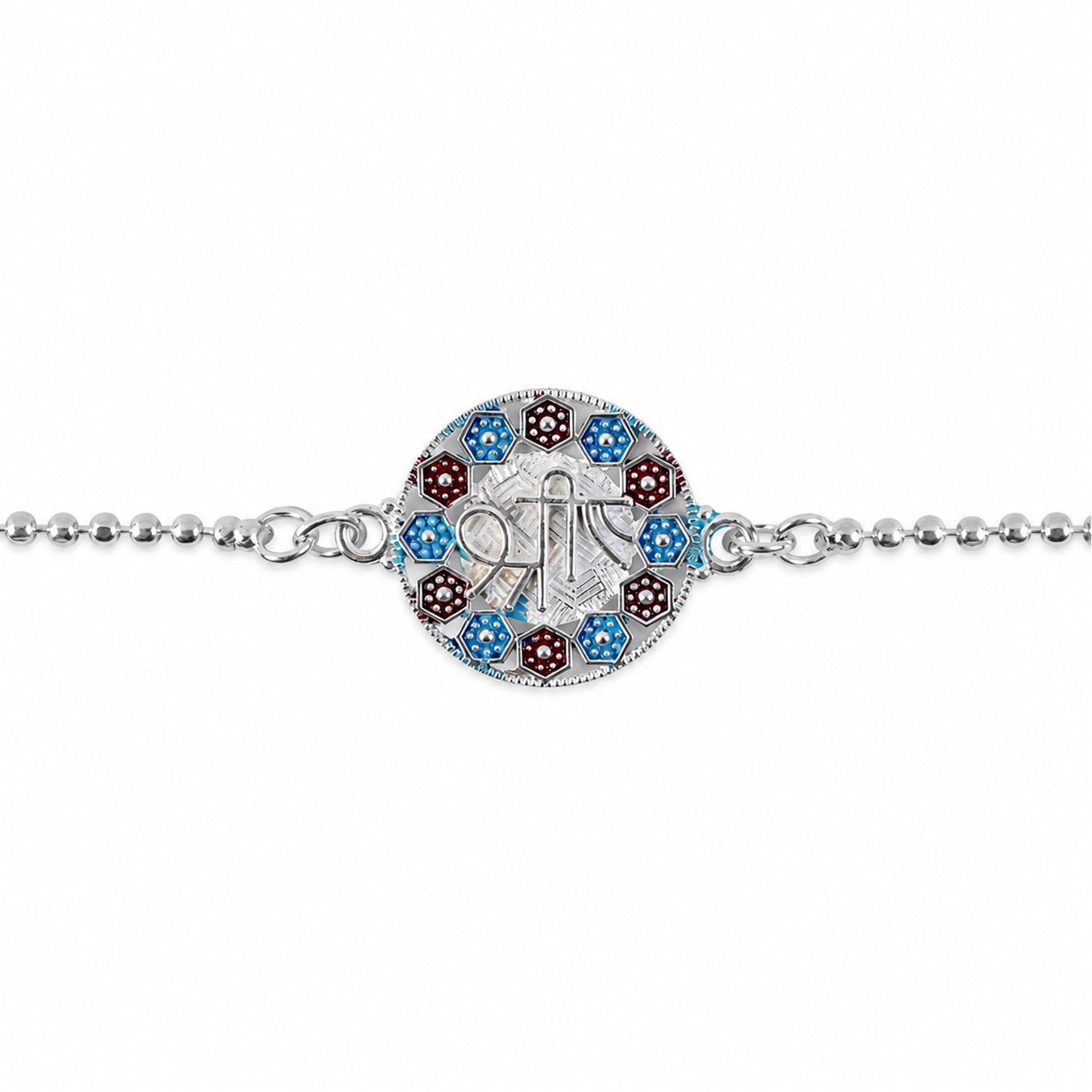 Shree Round Enamel Charm Chain Bracelet Rakhi