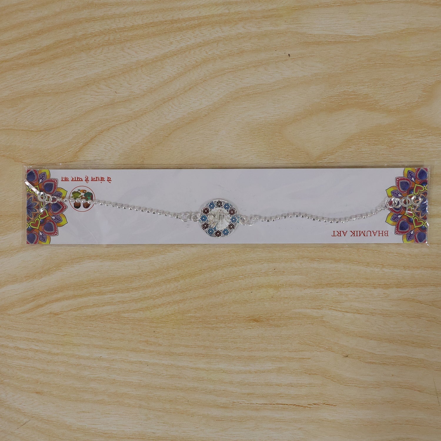 Shree Round Enamel Charm Chain Bracelet Rakhi