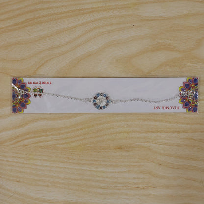 Shree Round Enamel Charm Chain Bracelet Rakhi