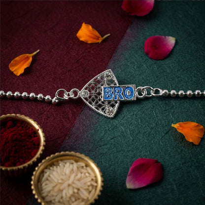 Bro Text Triangle Stone Studded Chain Bracelet Rakhi