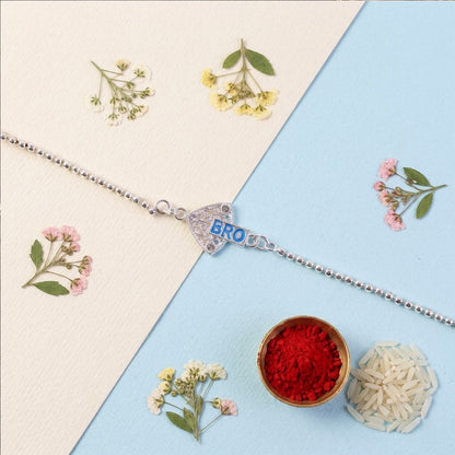 Bro Text Triangle Stone Studded Chain Bracelet Rakhi