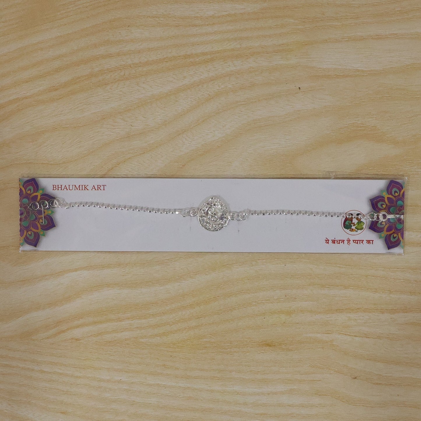 Peacock Teardrop Enamel Charm Chain Bracelet Rakhi