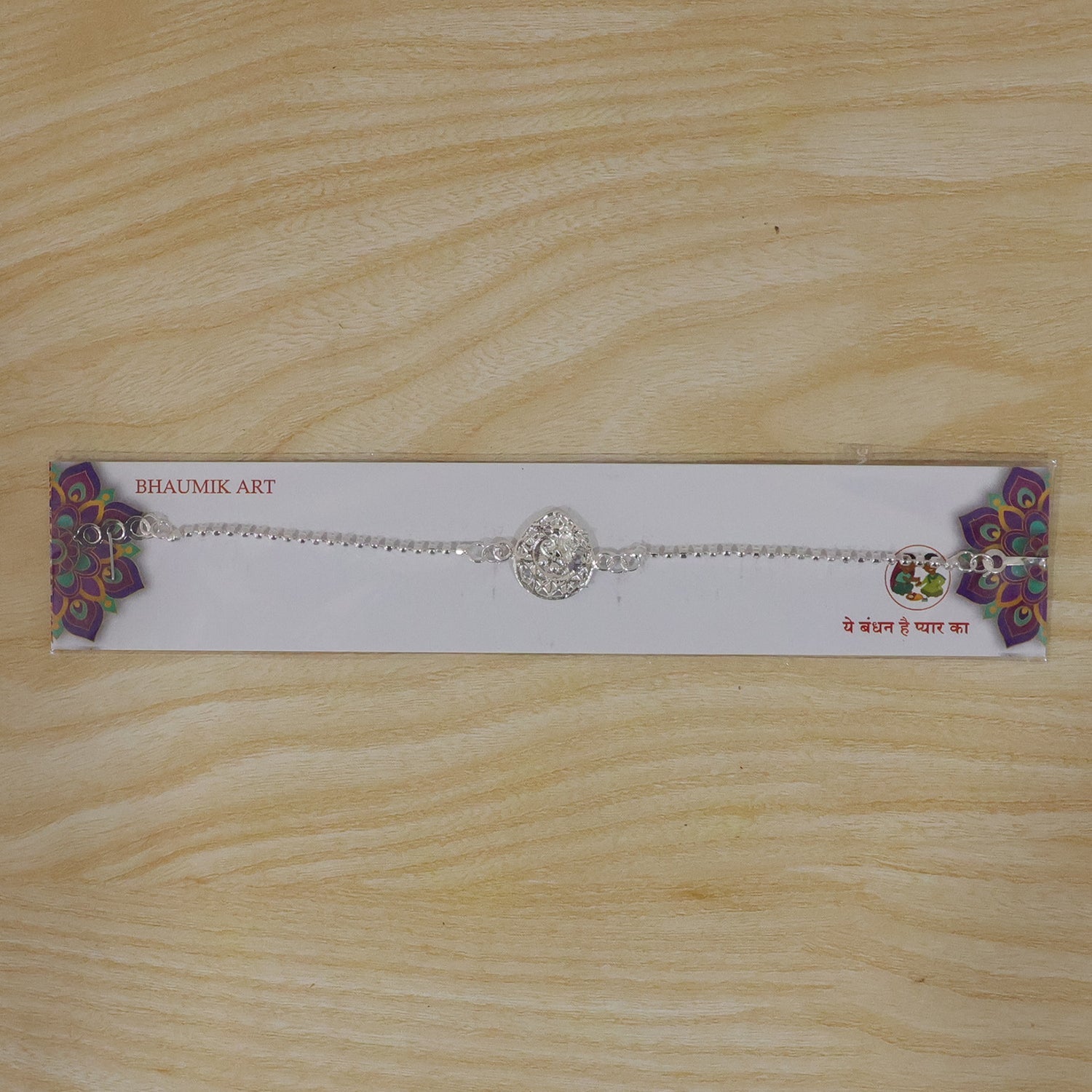 Peacock Teardrop Enamel Charm Chain Bracelet Rakhi