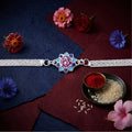 Ganesha Rakhi Floral Petal Enamel Charm Chain Bracelet