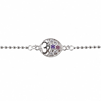 Om Symbol Oval Floral Stone Charm Chain Bracelet Rakhi