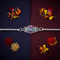 Oval Enamel Stone Charm Chain Bracelet Rakhi for Brother – Elegant & Memorable