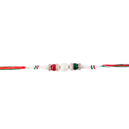 Pearl Stone Kundan Crystal Bead Fancy Thread Rakhi for Brother