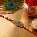 Premium Meenakari Rakhi for Brother Antique Pearl Bead Thread Design