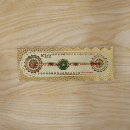 Round Meenakari Enamel Kundan Charm Pearl Bead Rakhi for Brother