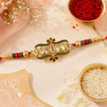 Kundan Marquise Stone Rakhi for Brother – Pearl Bead Floral Charm