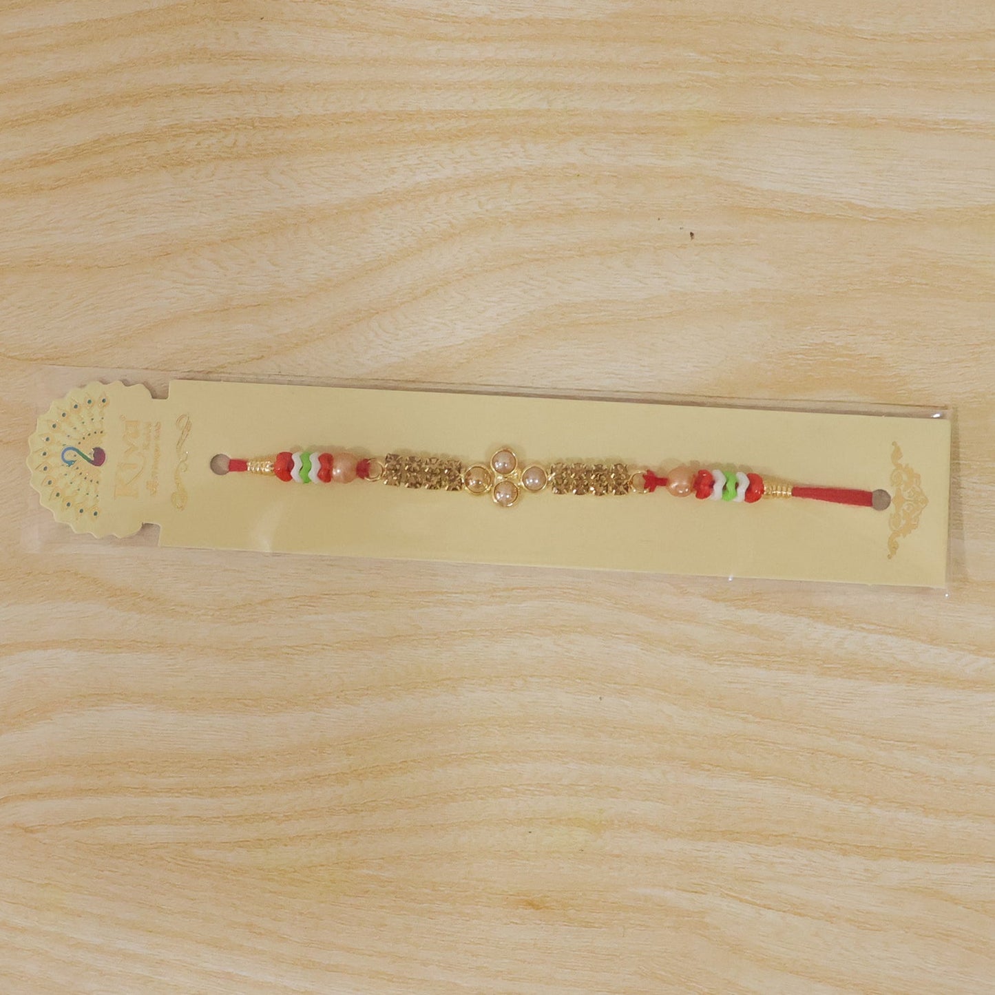Pearl Bar Crystal Stone Bead Fancy Thread Rakhi for Brother