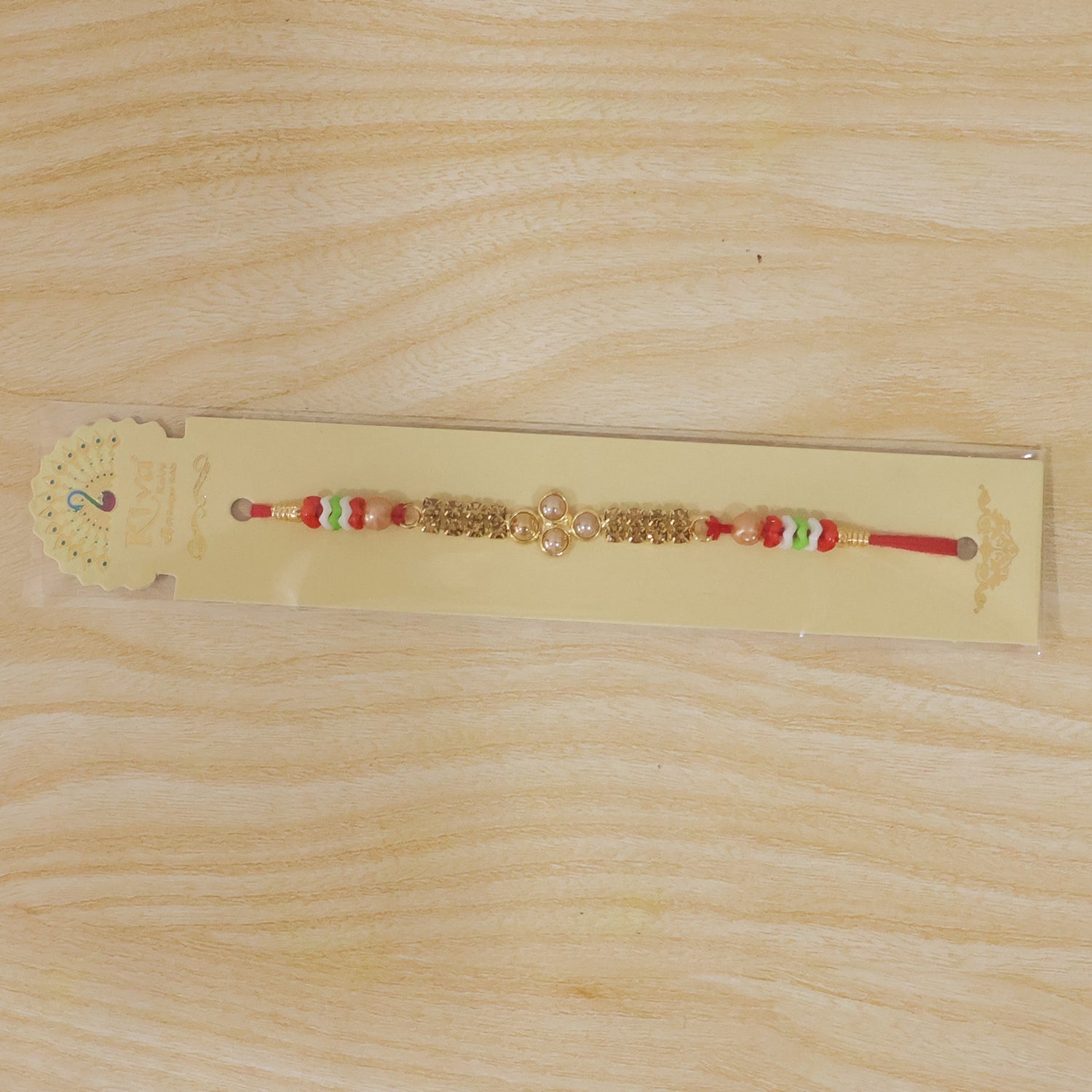 Pearl Bar Crystal Stone Bead Fancy Thread Rakhi for Brother
