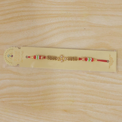 Pearl Bar Crystal Stone Bead Fancy Thread Rakhi for Brother