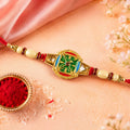 Premium Kundan Meenakari Rakhi – Pearl Bead Charm for Brothers