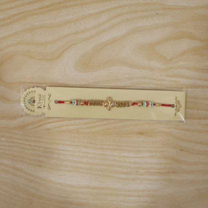 Kundan Pearl Diamond Bead Crystal Fancy Thread Rakhi for Brother