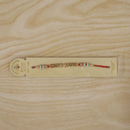 Kundan Pearl Crystal Bead Fancy Decorative Thread Rakhi for Brother