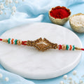 Kundan Rakhi for Brother Diamond Crystal Pearl Stone Design