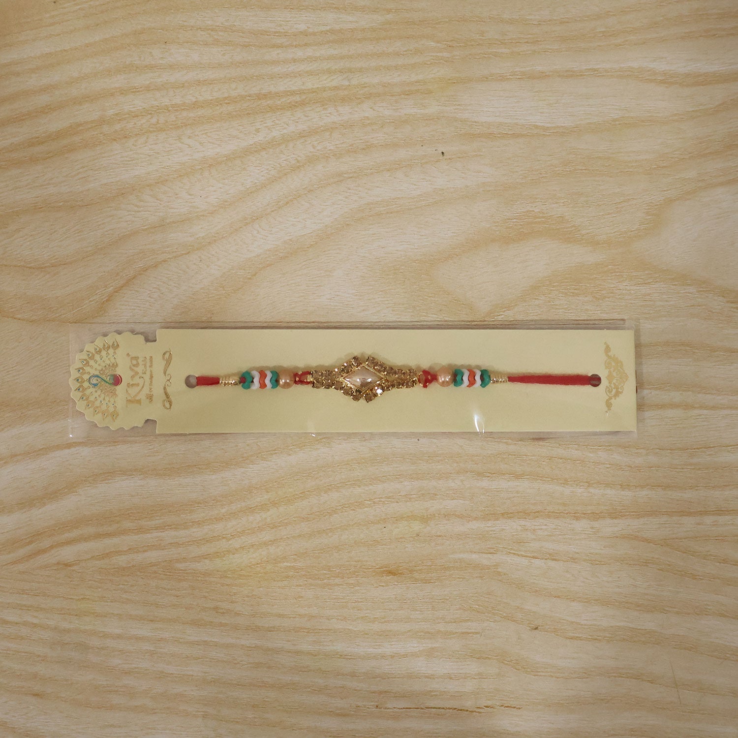 Diamond Kundan Crystal Stone Pearl Bead Fancy Thread Rakhi for Brother