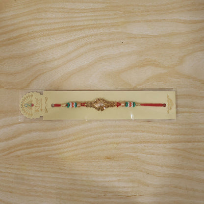 Diamond Kundan Crystal Stone Pearl Bead Fancy Thread Rakhi for Brother