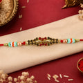 Kundan Thread Rakhi for Brother – Diamond Crystal Pearl Design
