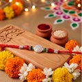 Meenakari Kundan Rakhi for Brother – Rudraksha Bead Design