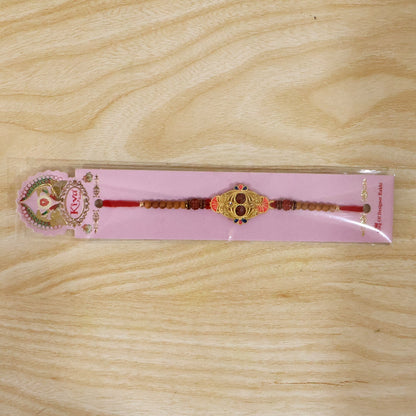 Oval Meenakari Rudraksha Bead Enamel Charm Thread Rakhi for Brother