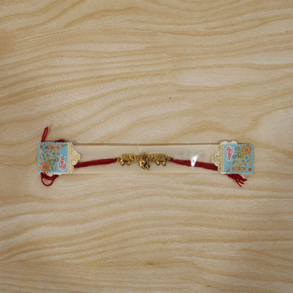 Elephant Design Om Ganesha Antique Charm Fancy Thread Rakhi for Brother