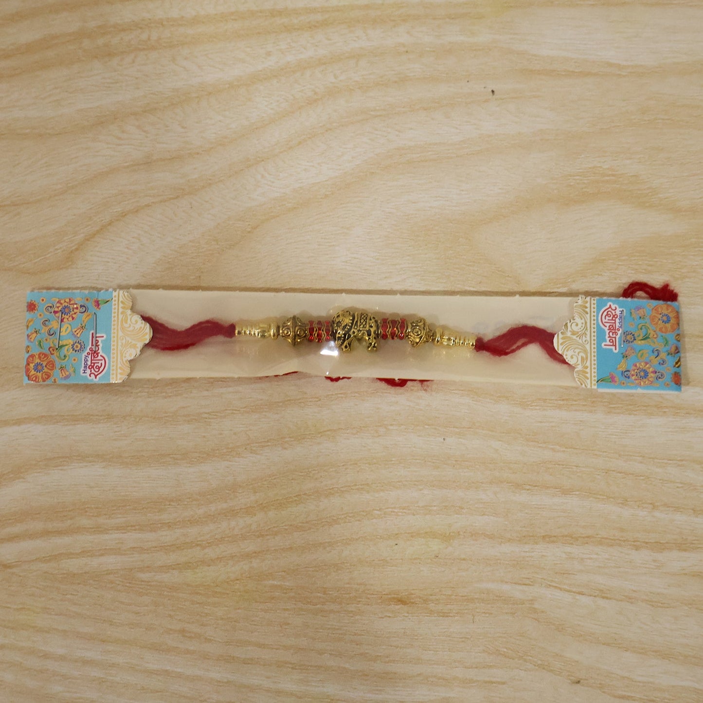 Elephant Antique Charm Crystal Bead Fancy Thread Rakhi for Brother