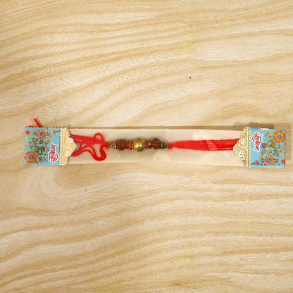 Om Symbol Rudraksha Antique Bead Crystal Fancy Thread Rakhi for Brother