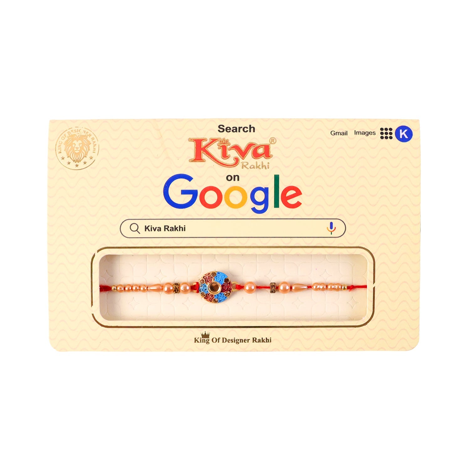 Round Meenakari Enamel Kundan Pearl Bead Fancy Thread Rakhi for Brother