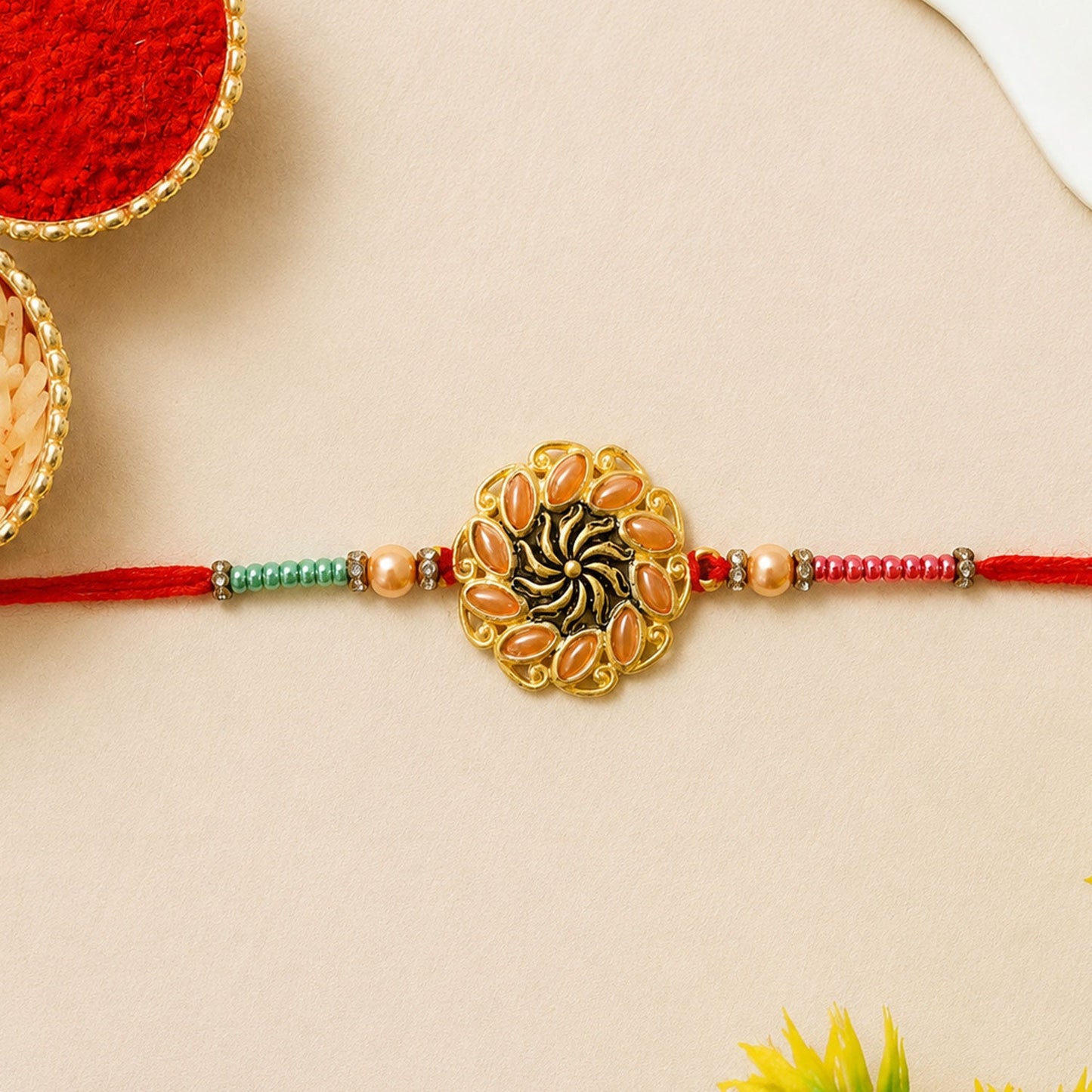 Another angle of the Rakhi for brother, showcasing its full traditional design.
