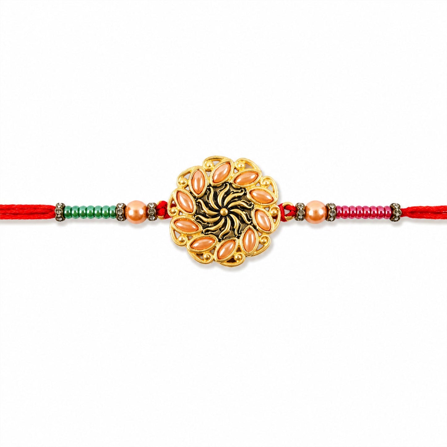 Floral Kundan Designer Rakhi ready for gifting, symbolising Raksha Bandhan tradition.